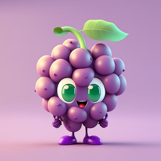 Cute Grape Character Illustration By Generative AI