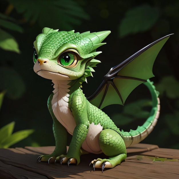 Cute Green Dragon 3D Art