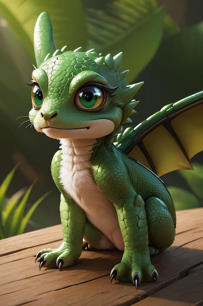 Cute Green Dragon 3D Art