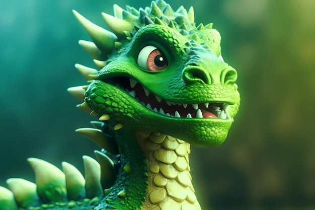 Cute green dragon Symbol of the 2024 Chinese New Year