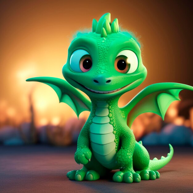 Cute green dragon symbol of the year 2024 according to the Chinese calendar