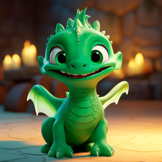 Cute green dragon symbol of the year 2024 according to the Chinese calendar