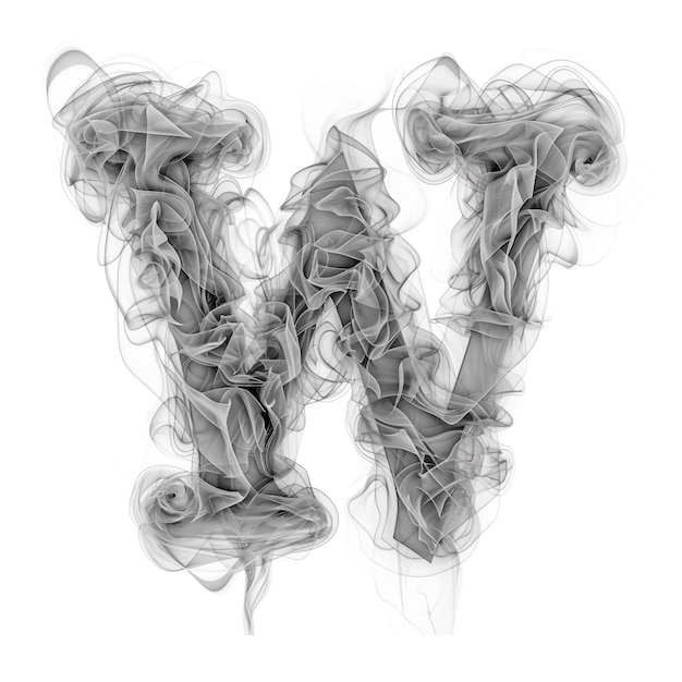 Foto carino alfabeto grigio w a forma di fumo su sfondo bianco