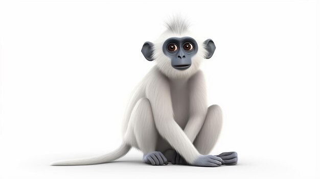 Premium Photo | Cute grey langur monkey cartoon on white background