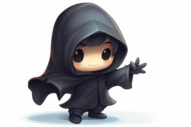 Cute grim reaper waving hand