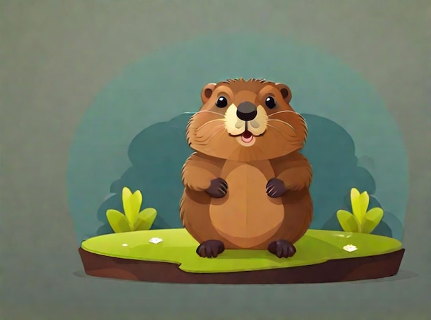 Photo cute groundhog icon flat illustration of cute groundhog icon for web design