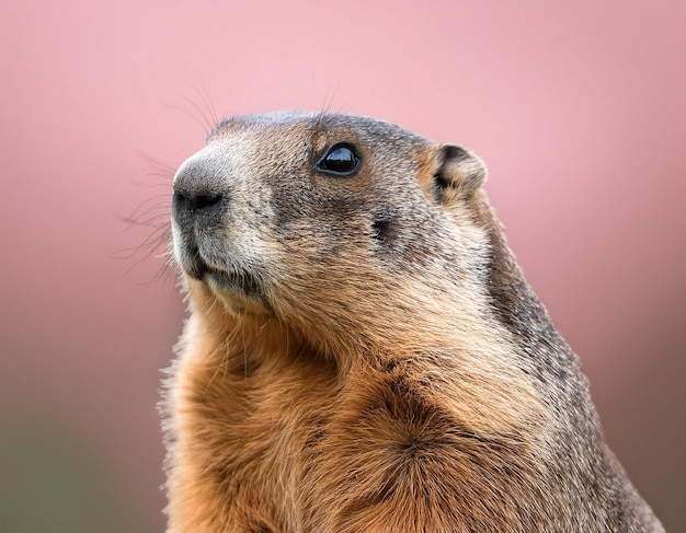 cute groundhog on pastel background
