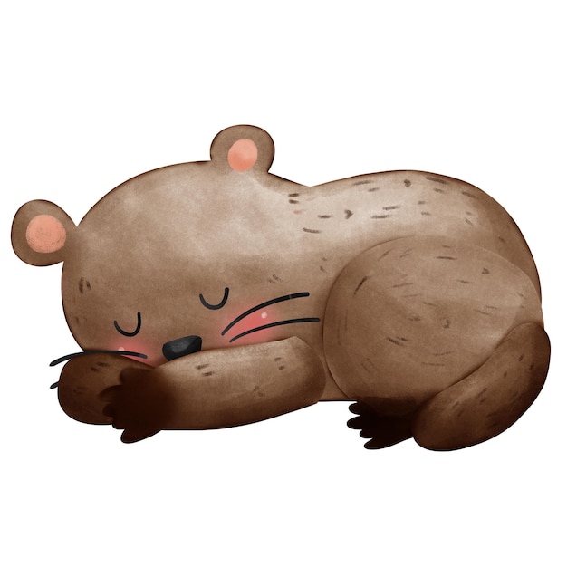 Photo cute groundhog sleeping watercolor character