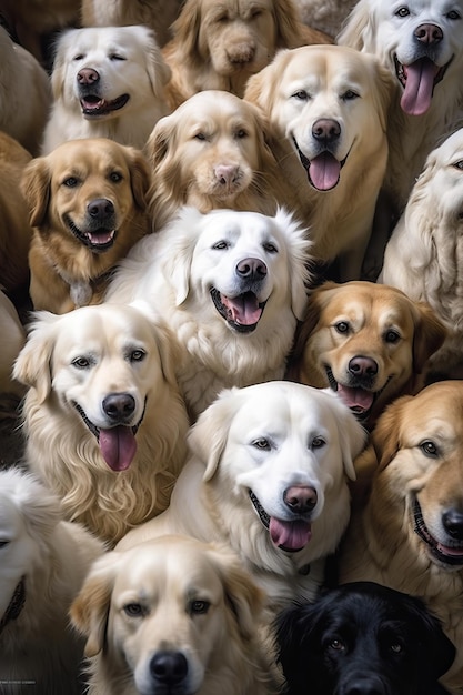 Photo cute group of dogs generative ai