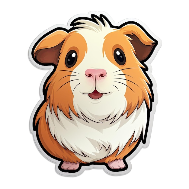 Cute guinea pig sticker with white background stroke Vector illustration