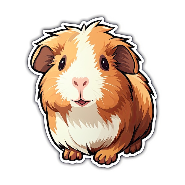 Cute guinea pig sticker with white background stroke Vector illustration