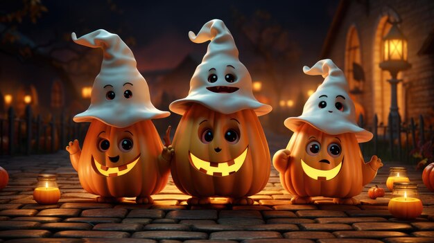 Foto illustrazione sveglia della foto del fondo del carattere di halloween 3d