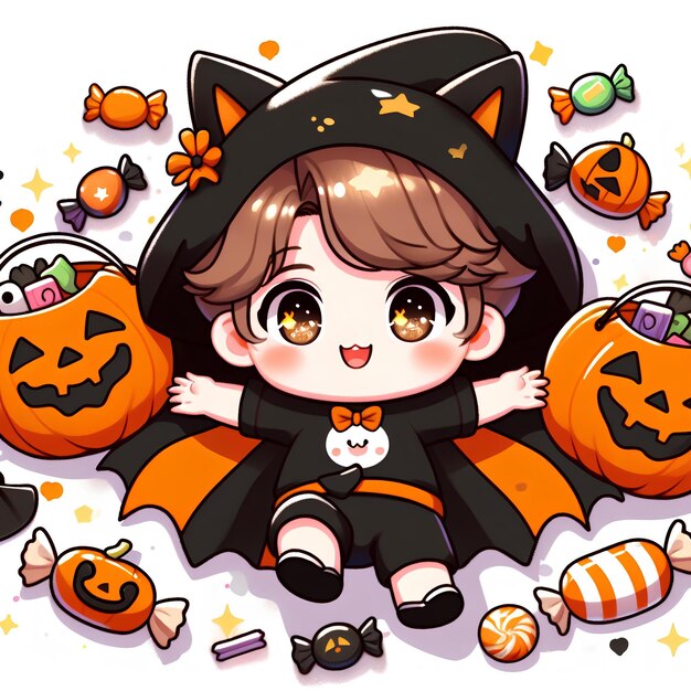 Photo cute halloween boy