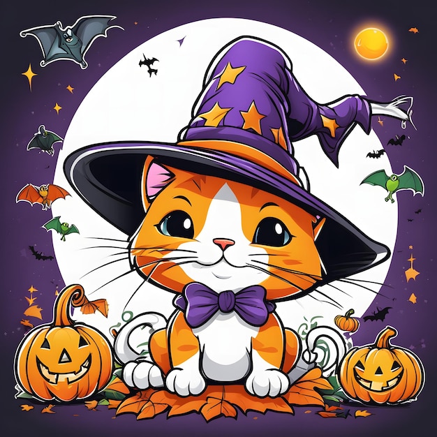 Cute Halloween Cat Clipart Graphic