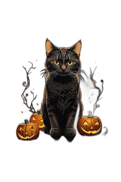 cute halloween cat amp dog illustration