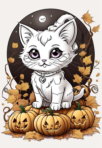 cute halloween cat amp dog illustration