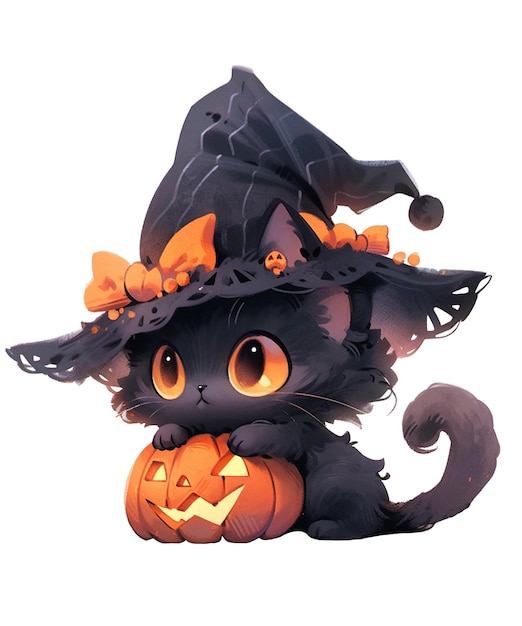 Cute Halloween Cat Pumpkin