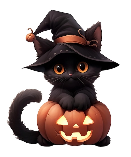 Photo cute halloween cat pumpkin