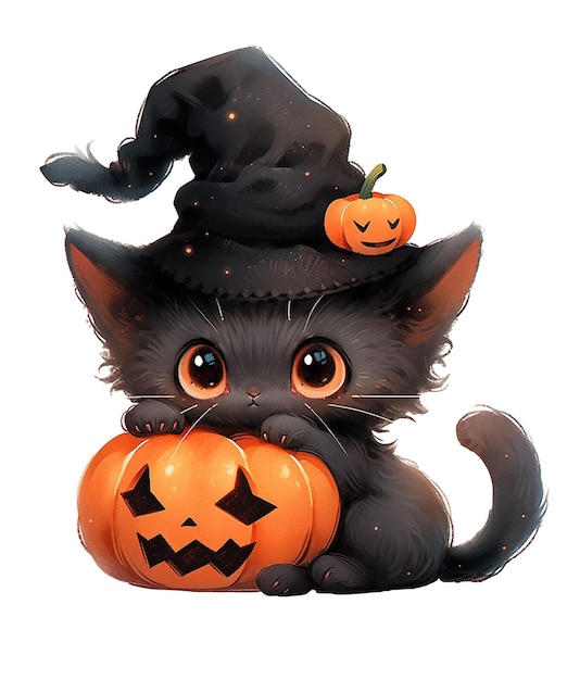Cute Halloween Cat Pumpkin
