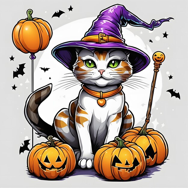 Cute halloween cat sublimation design