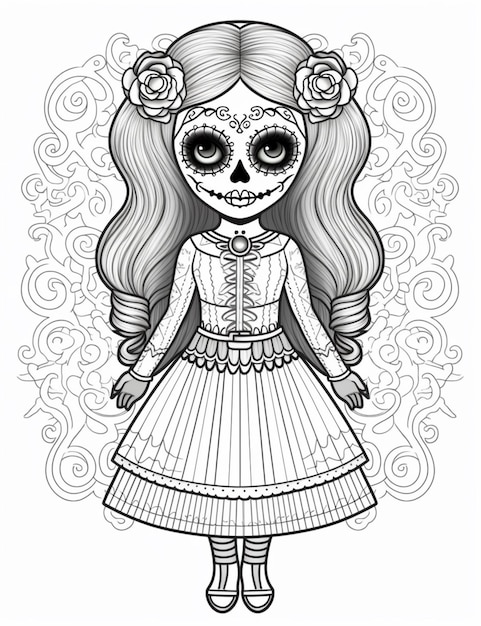 cute halloween coloring page girl witch animals and ships