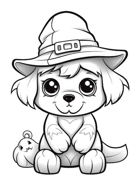 Cute Halloween dog coloring page