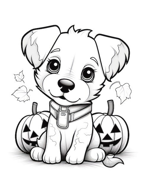 Cute Halloween dog coloring page