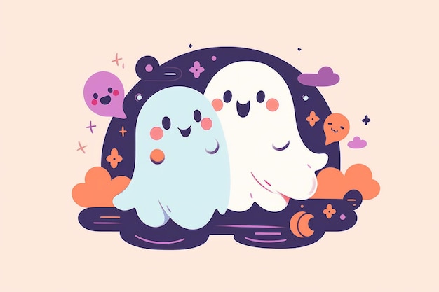 Cute halloween ghost illustration seasonal design