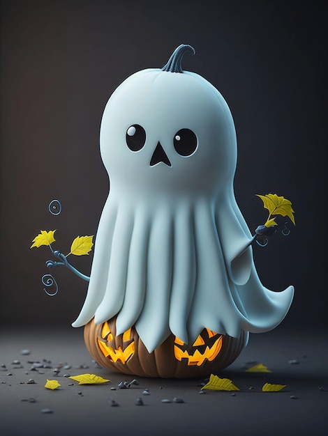 Photo cute halloween ghost white dress