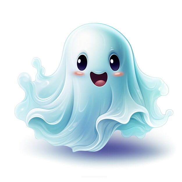 Cute Halloween Ghost on White Generative Ai