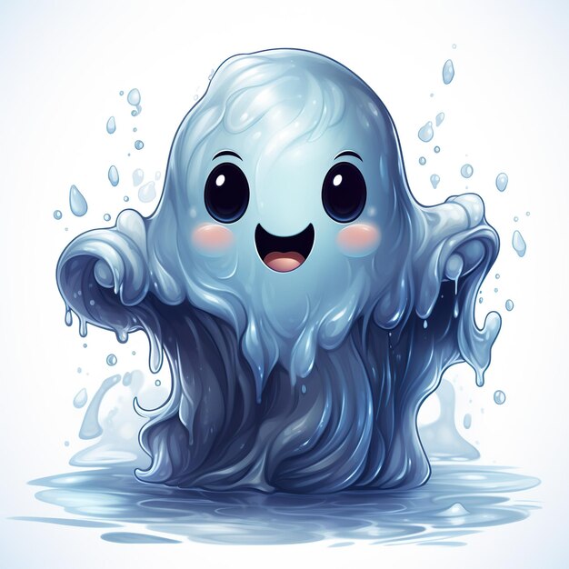 Cute Halloween Ghost on White Generative Ai