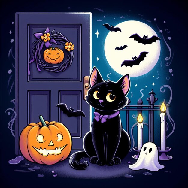 Photo cute halloween illustration