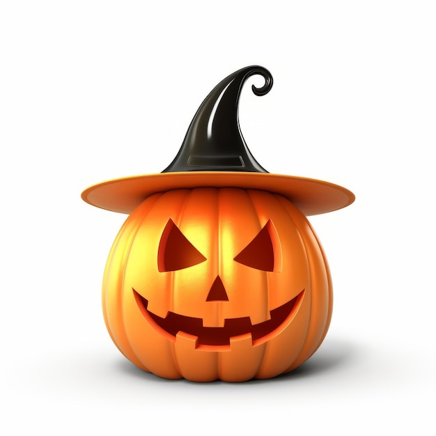 Cute Halloween Jackolantern With Devil Hat 3d Render