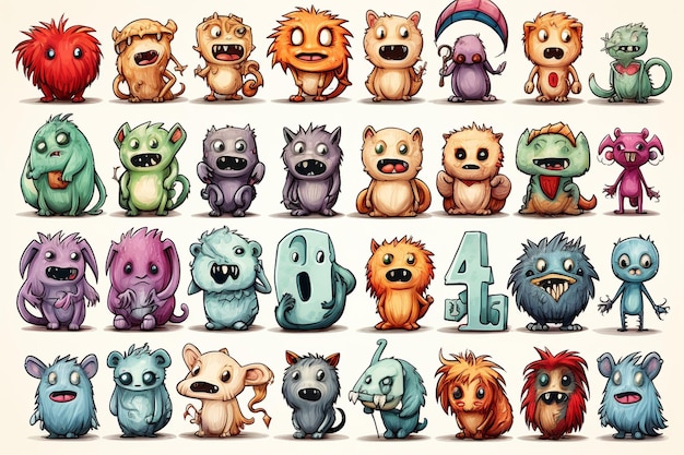 Cute halloween monster alphabet