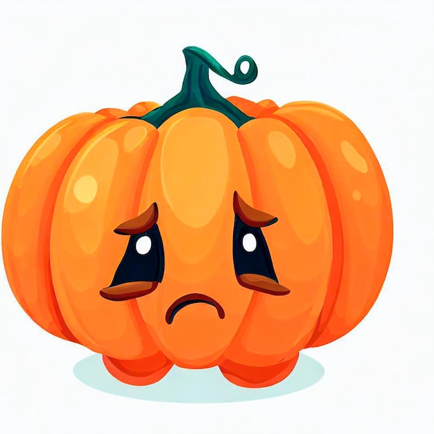 cute halloween pumpkin sad cartoonstyle