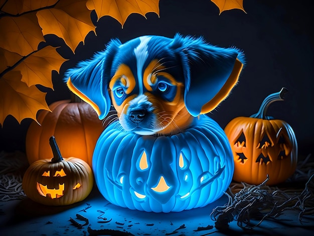 Cute Halloween Puppy Ai Generative