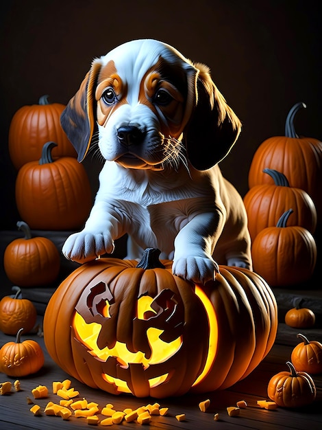 Cute Halloween Puppy Ai Generative