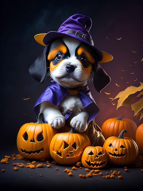 Cute Halloween Puppy Ai Generative