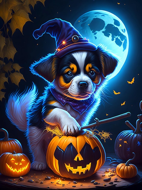 Cute Halloween Puppy Ai Generative