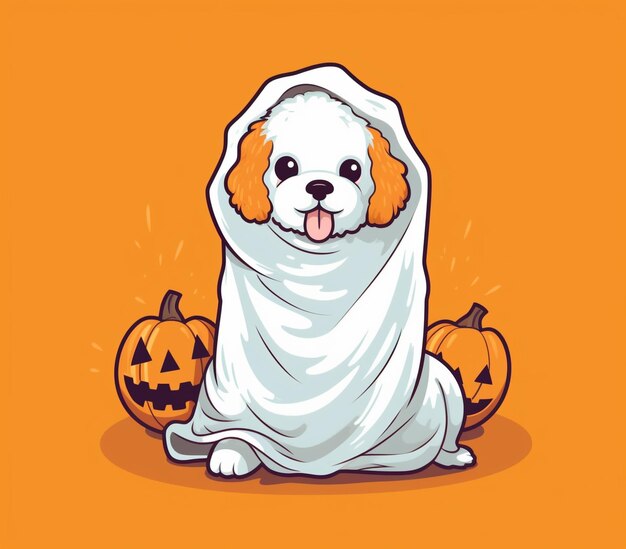 A cute halloween puppy clip art sticker illustration