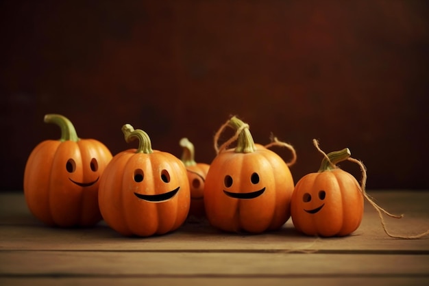 Cute Halloween smiling pumpkins Generated AI content