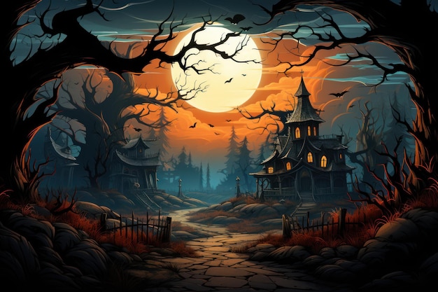 Cute Halloween Theme Background with 2D Animation AI Generated