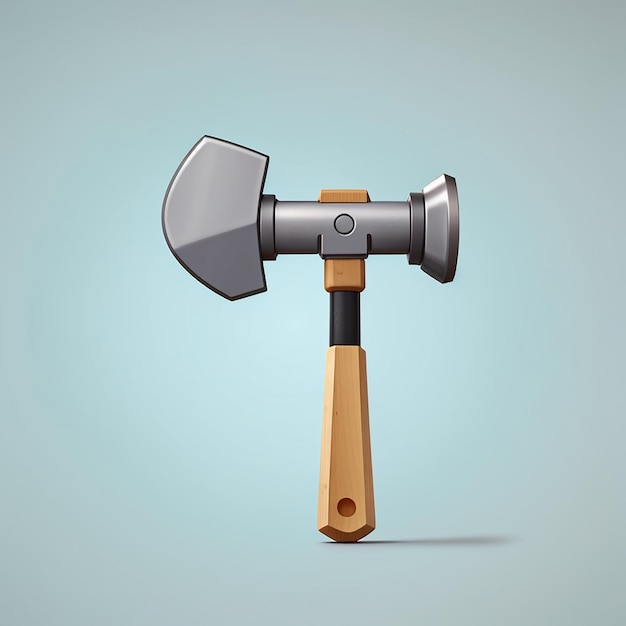 Photo cute hammer holding nail cartoon vector icon illustration tool object icon concept isolated flat