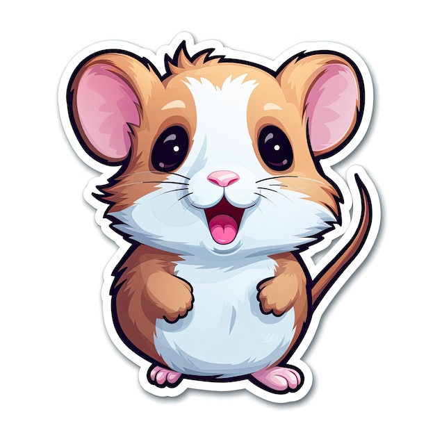 Photo cute hamster cartoon sticker on white background vector illustration