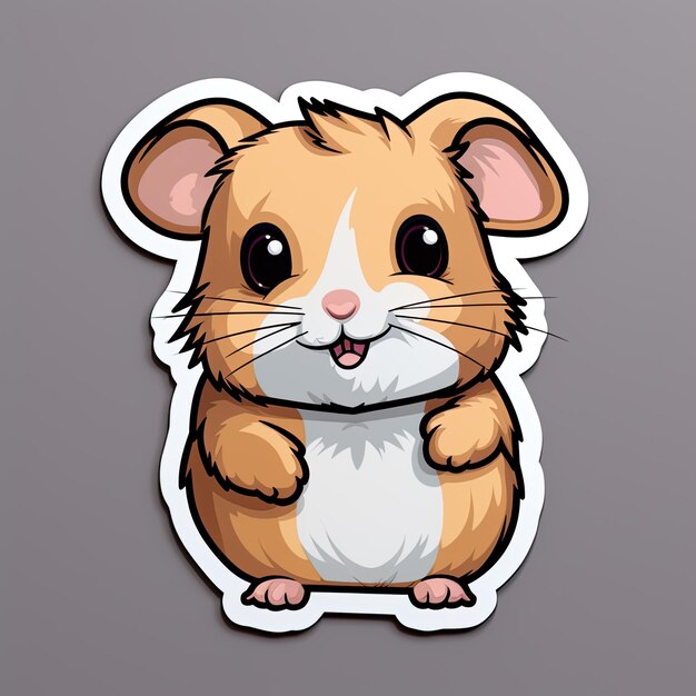 Cute hamster cartoon sticker on white background Vector illustration