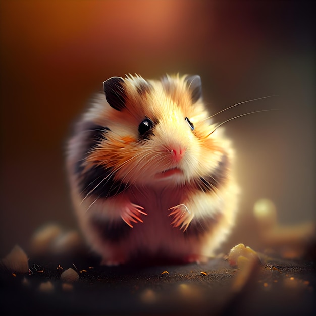 Cute hamster on a dark background The concept of a pet