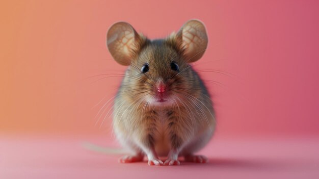 A cute hamster on a pastel pink background