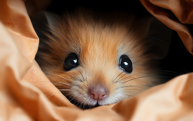 Cute hamster peeks out from under the table photography