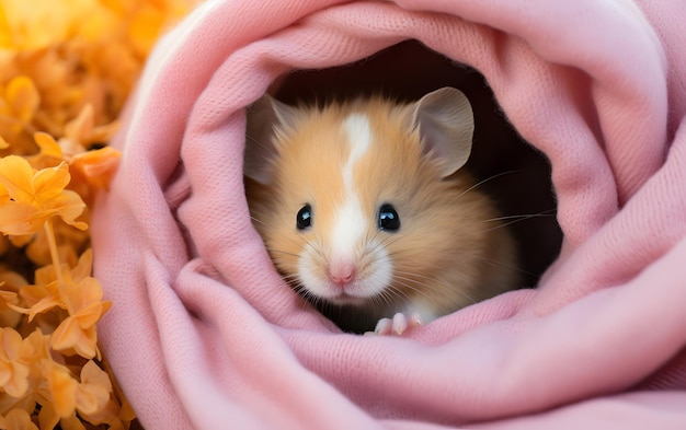 Cute hamster peeks out from under the table photography