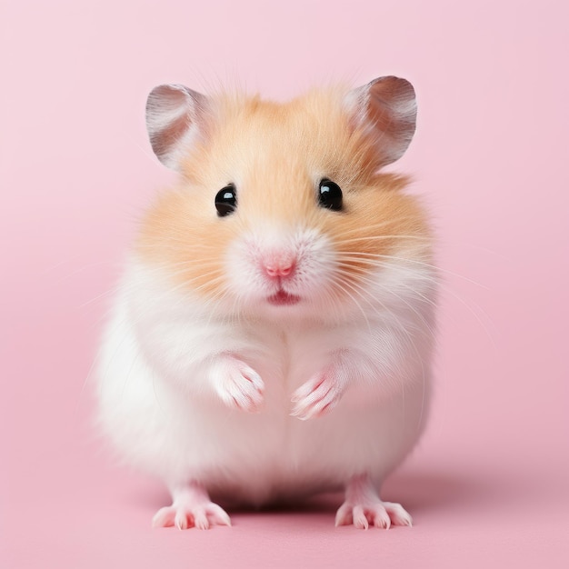 A cute Hamster on pink background generative AI